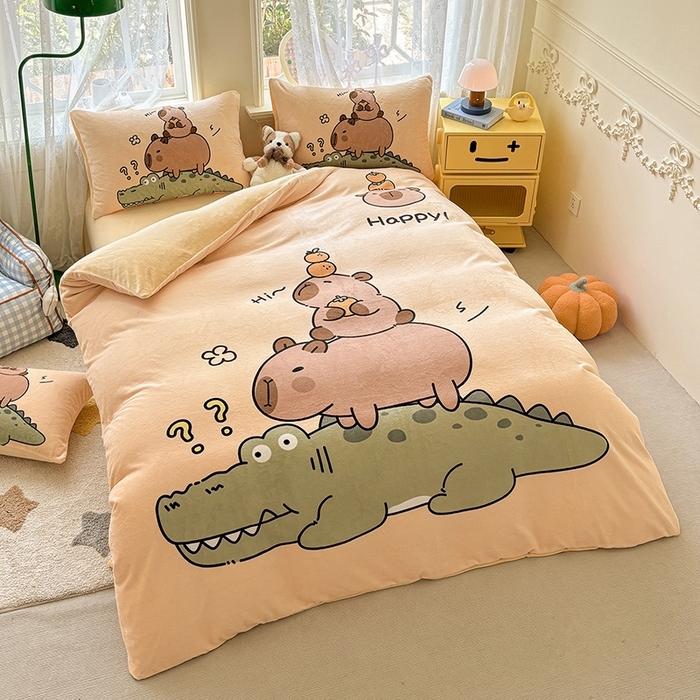 91家纺网 家纺一手货源 找家纺 （总）ds生活馆 2025新款大版高克重双面牛奶绒四件套