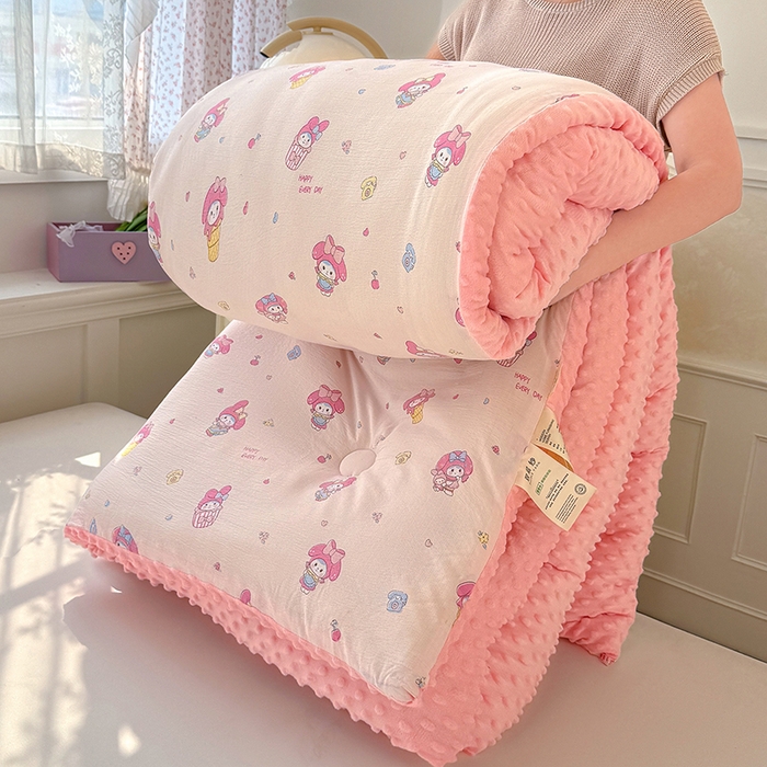 91家纺网 家纺一手货源 找家纺 好梦来家纺（原锦茂家纺） 2025新款水洗高克重双层纱豆豆被子加厚保暖被芯春秋被冬被 美乐蒂