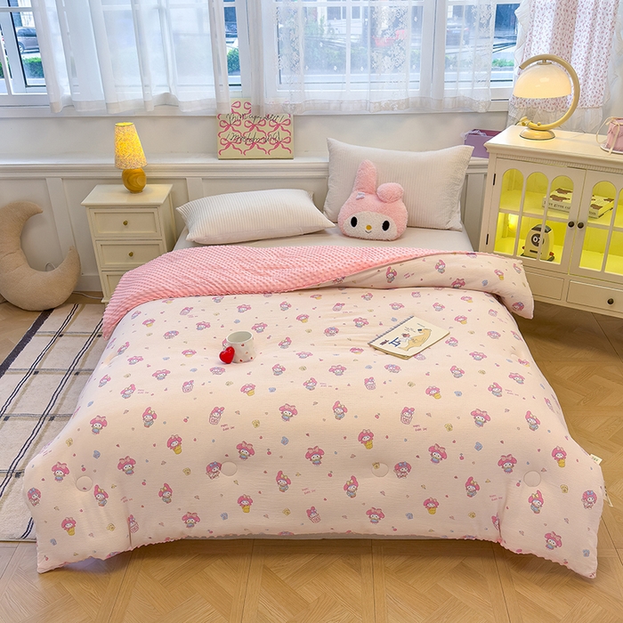 91家纺网 家纺一手货源 找家纺 好梦来家纺 2025新款水洗高克重双层纱豆豆被子加厚保暖被芯春秋被冬被