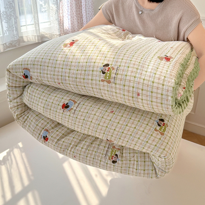 91家纺网 家纺一手货源 找家纺 好梦来家纺（原锦茂家纺） 2025新款水洗高克重双层纱豆豆被子加厚保暖被芯春秋被冬被 腊肠狗