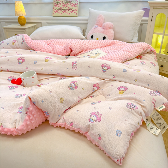 91家纺网 家纺一手货源 找家纺 好梦来家纺（原锦茂家纺） 2025新款水洗高克重双层纱豆豆被子加厚保暖被芯春秋被冬被 美乐蒂