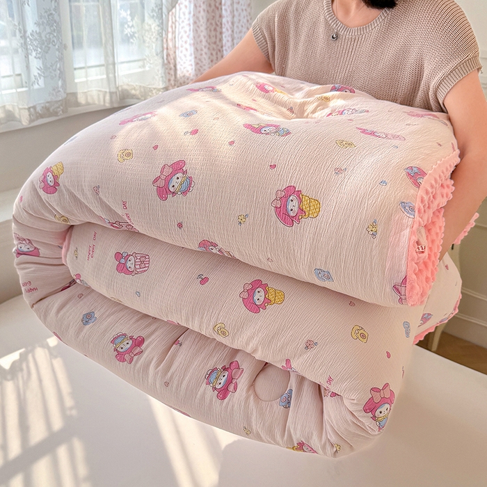 91家纺网 家纺一手货源 找家纺 好梦来家纺（原锦茂家纺） 2025新款水洗高克重双层纱豆豆被子加厚保暖被芯春秋被冬被 美乐蒂