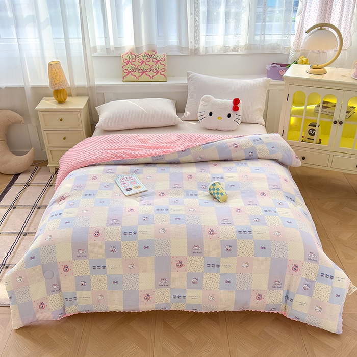 91家纺网 家纺一手货源 找家纺 好梦来家纺（原锦茂家纺） 2025新款水洗高克重双层纱豆豆被子加厚保暖被芯春秋被冬被 奇幻之旅