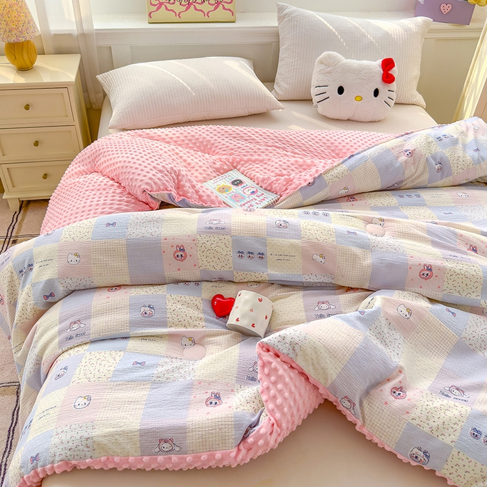 91家纺网 家纺一手货源 找家纺 好梦来家纺（原锦茂家纺） 2025新款水洗高克重双层纱豆豆被子加厚保暖被芯春秋被冬被 奇幻之旅