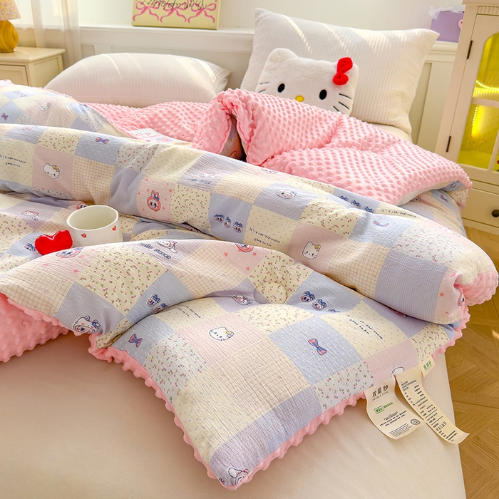 91家纺网 家纺一手货源 找家纺 好梦来家纺（原锦茂家纺） 2025新款水洗高克重双层纱豆豆被子加厚保暖被芯春秋被冬被 奇幻之旅