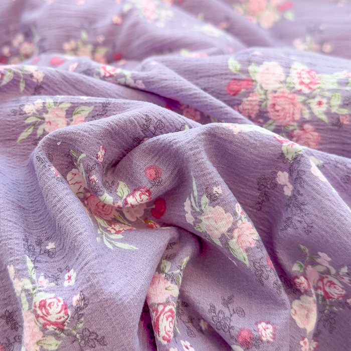 91家纺网 家纺一手货源 找家纺 好梦来家纺（原锦茂家纺） 2025新款水洗高克重双层纱豆豆被子加厚保暖被芯春秋被冬被 蔷薇之恋-紫