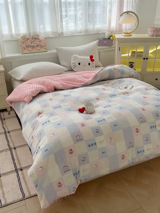 91家纺网 家纺一手货源 找家纺 好梦来家纺（原锦茂家纺） 2025新款水洗高克重双层纱豆豆被子加厚保暖被芯春秋被冬被 奇幻之旅