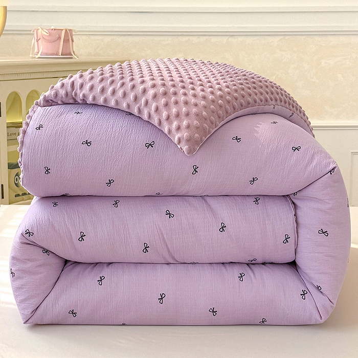 91家纺网 家纺一手货源 找家纺 （总）好梦来家纺（原锦茂家纺） 2025新款水洗高克重双层纱豆豆被子加厚保暖被芯春秋被冬被