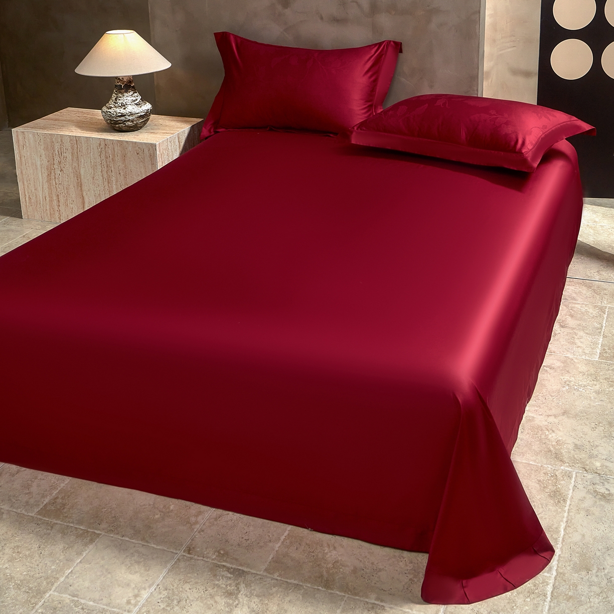 91家纺网 家纺一手货源 找家纺 洺兰家居 2025新款新疆长绒棉纯棉60支大提花大红婚庆埋绳款四件套 万事如意