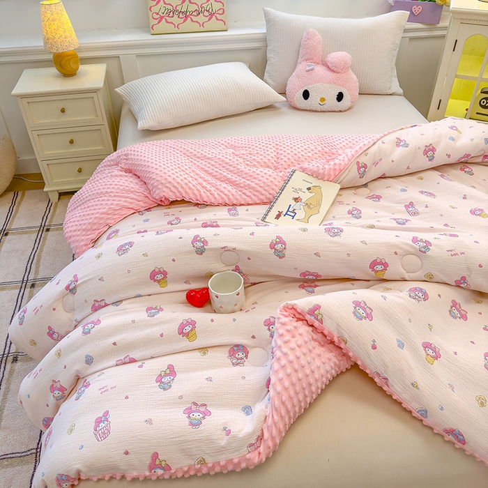 91家纺网 家纺一手货源 找家纺 （总）好梦来家纺（原锦茂家纺） 2025新款水洗高克重双层纱豆豆被子加厚保暖被芯春秋被冬被