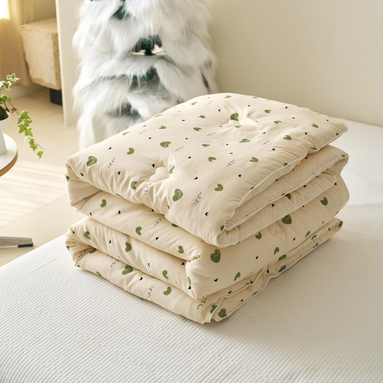 久典家居 2025新款云糯棉印花大豆被被子被芯 爱心