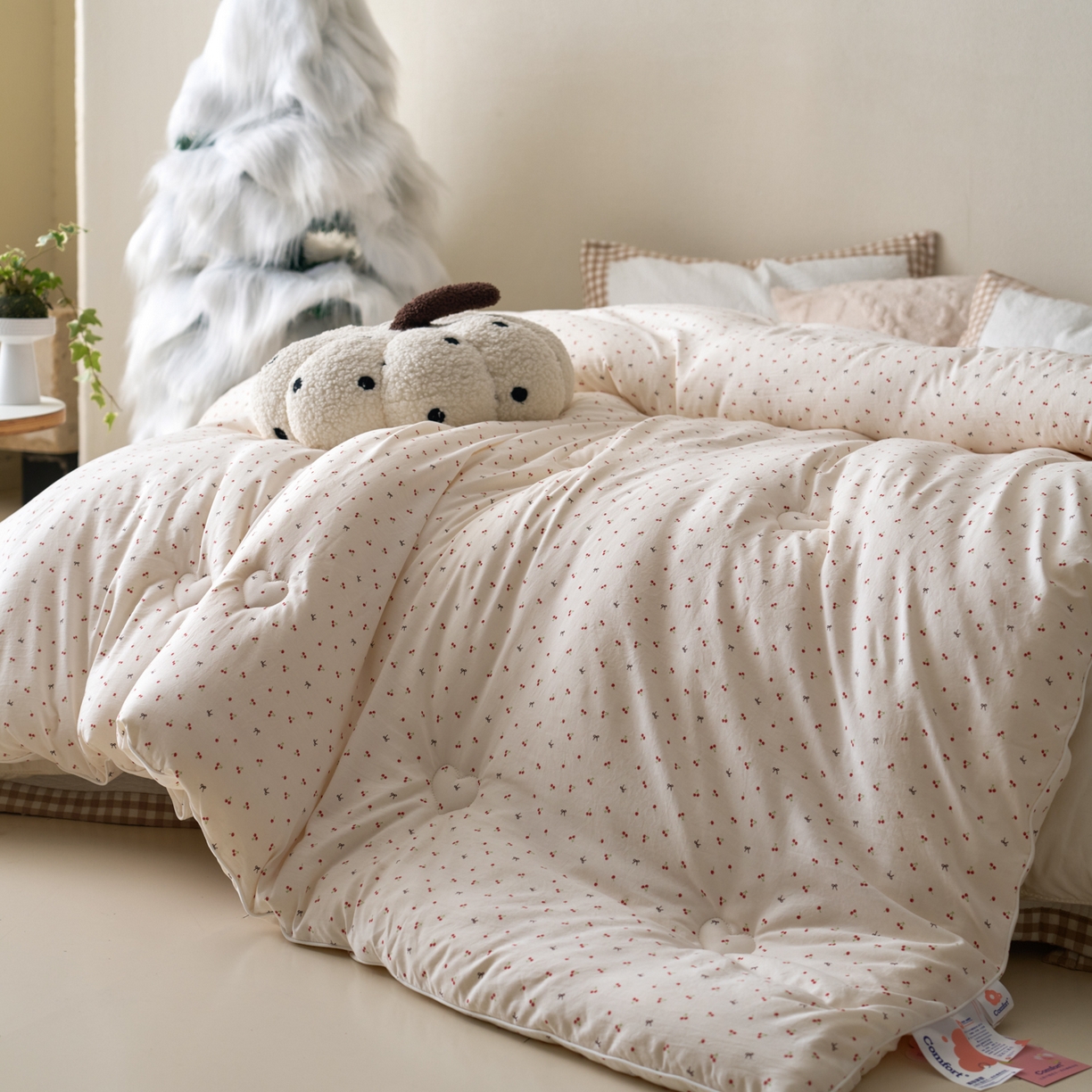 91家纺网 家纺一手货源 找家纺 久典家居 2025新款云糯棉印花大豆被被子被芯 樱桃