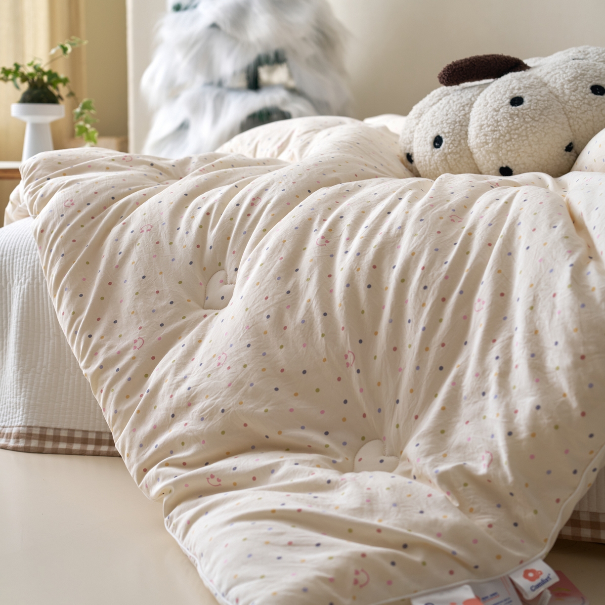 91家纺网 家纺一手货源 找家纺 久典家居 2025新款云糯棉印花大豆被被子被芯 笑脸