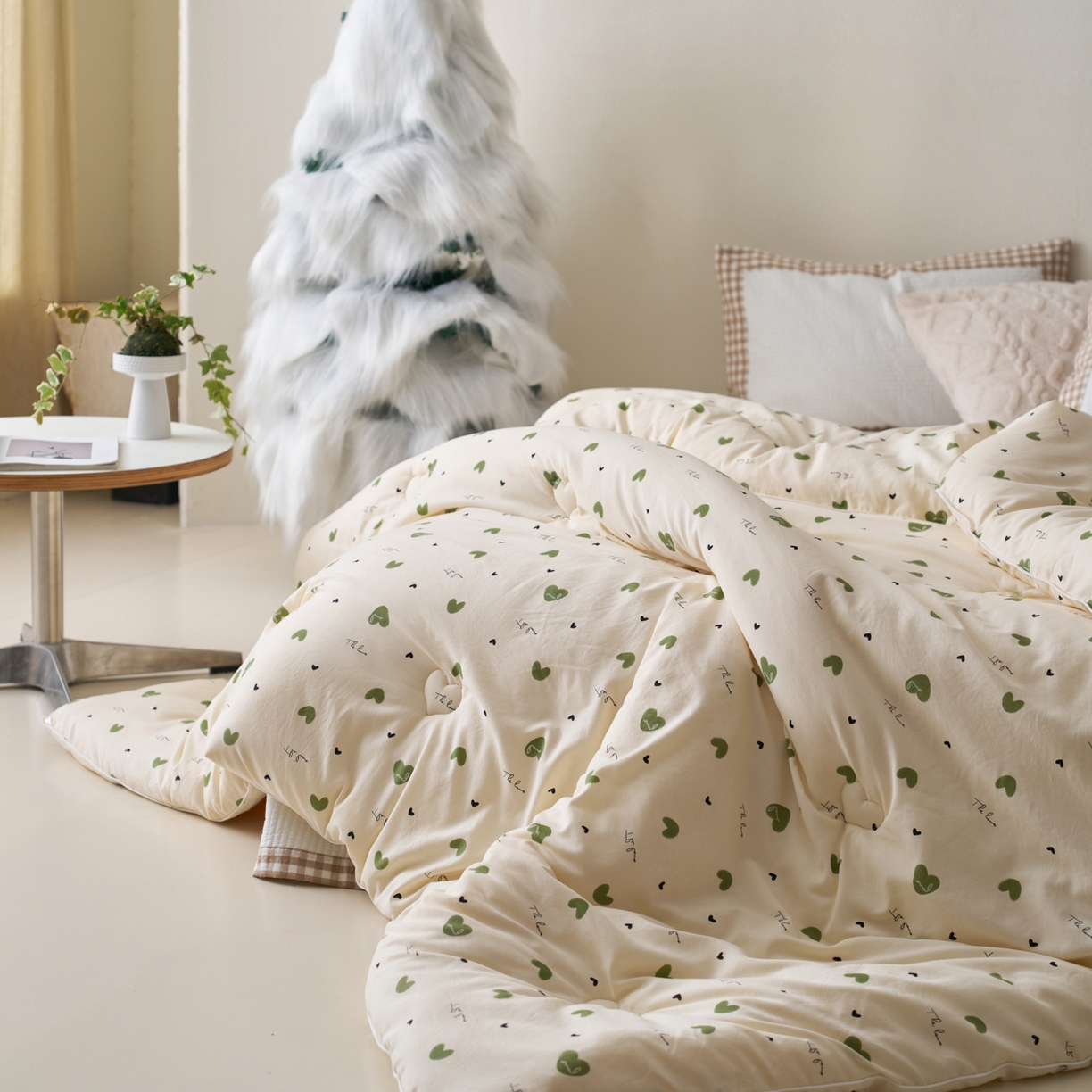 91家纺网 家纺一手货源 找家纺 久典家居 2025新款云糯棉印花大豆被被子被芯 爱心