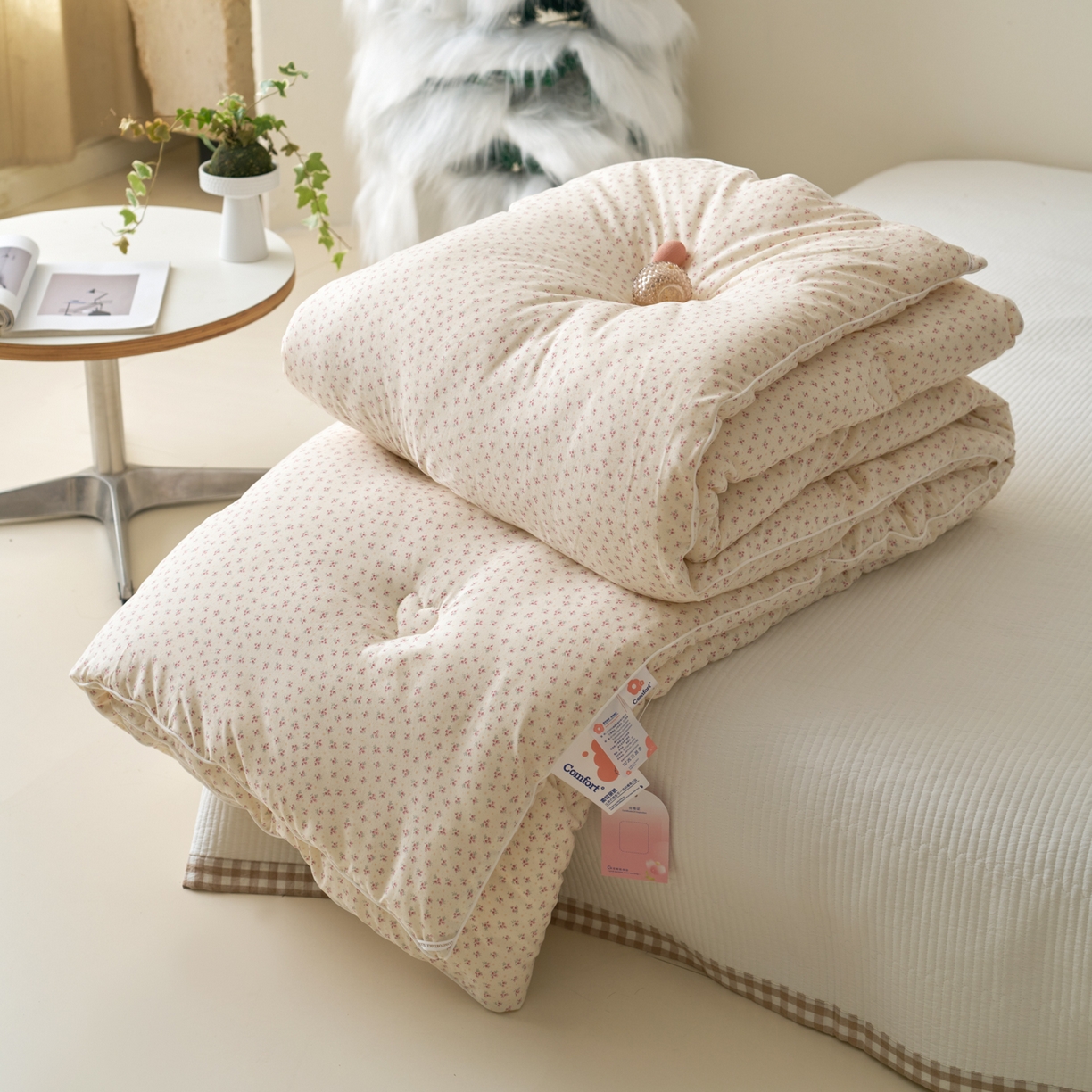 91家纺网 家纺一手货源 找家纺 久典家居 2025新款云糯棉印花大豆被被子被芯 花漾