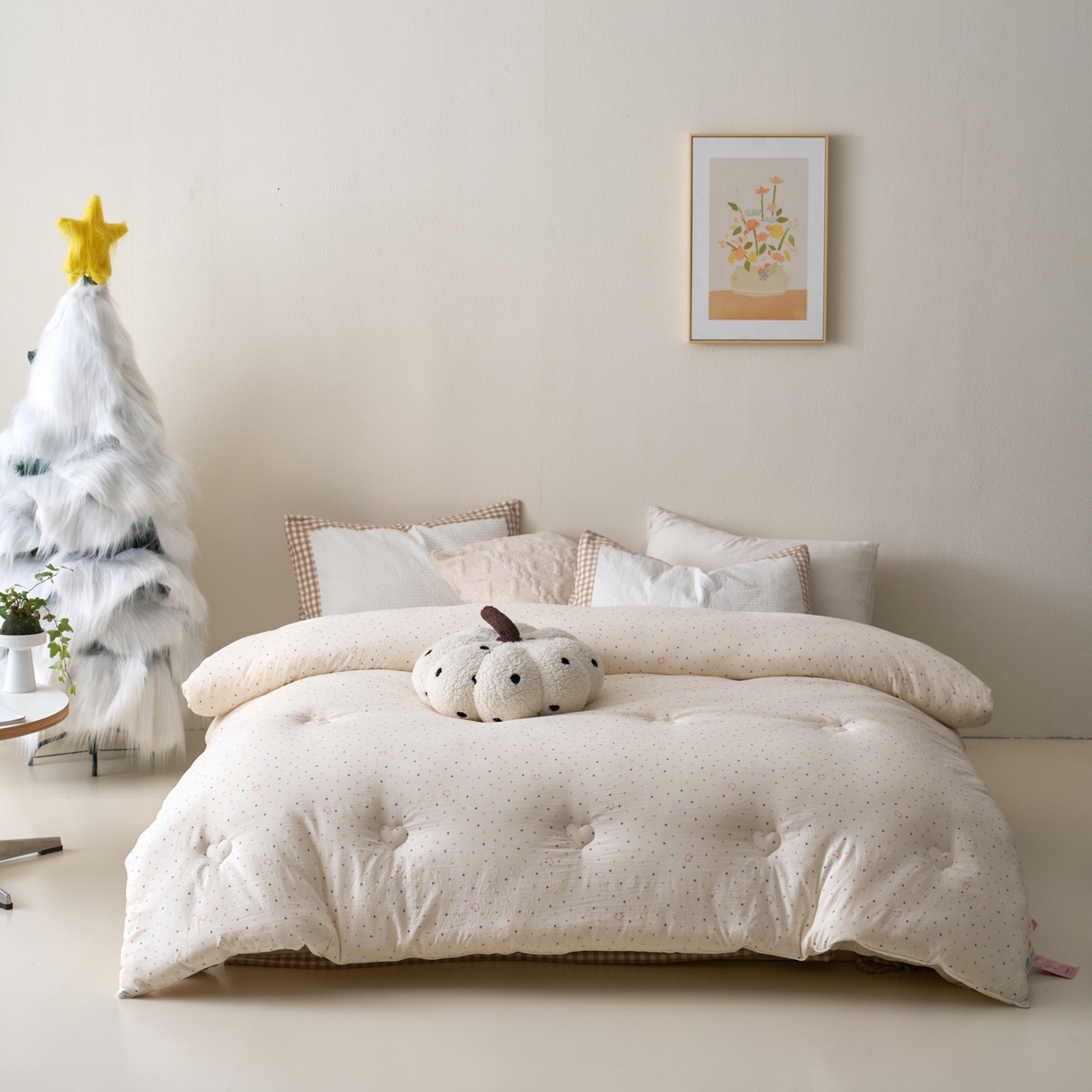 91家纺网 家纺一手货源 找家纺 久典家居 2025新款云糯棉印花大豆被被子被芯 笑脸