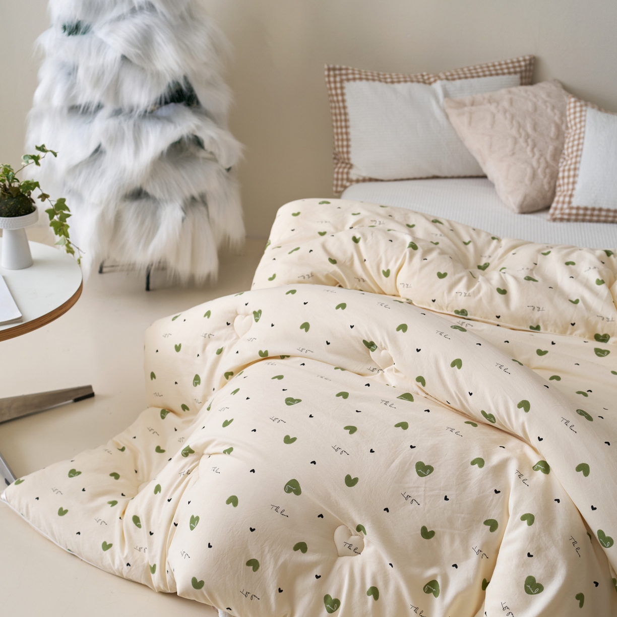 91家纺网 家纺一手货源 找家纺 久典家居 2025新款云糯棉印花大豆被被子被芯 爱心