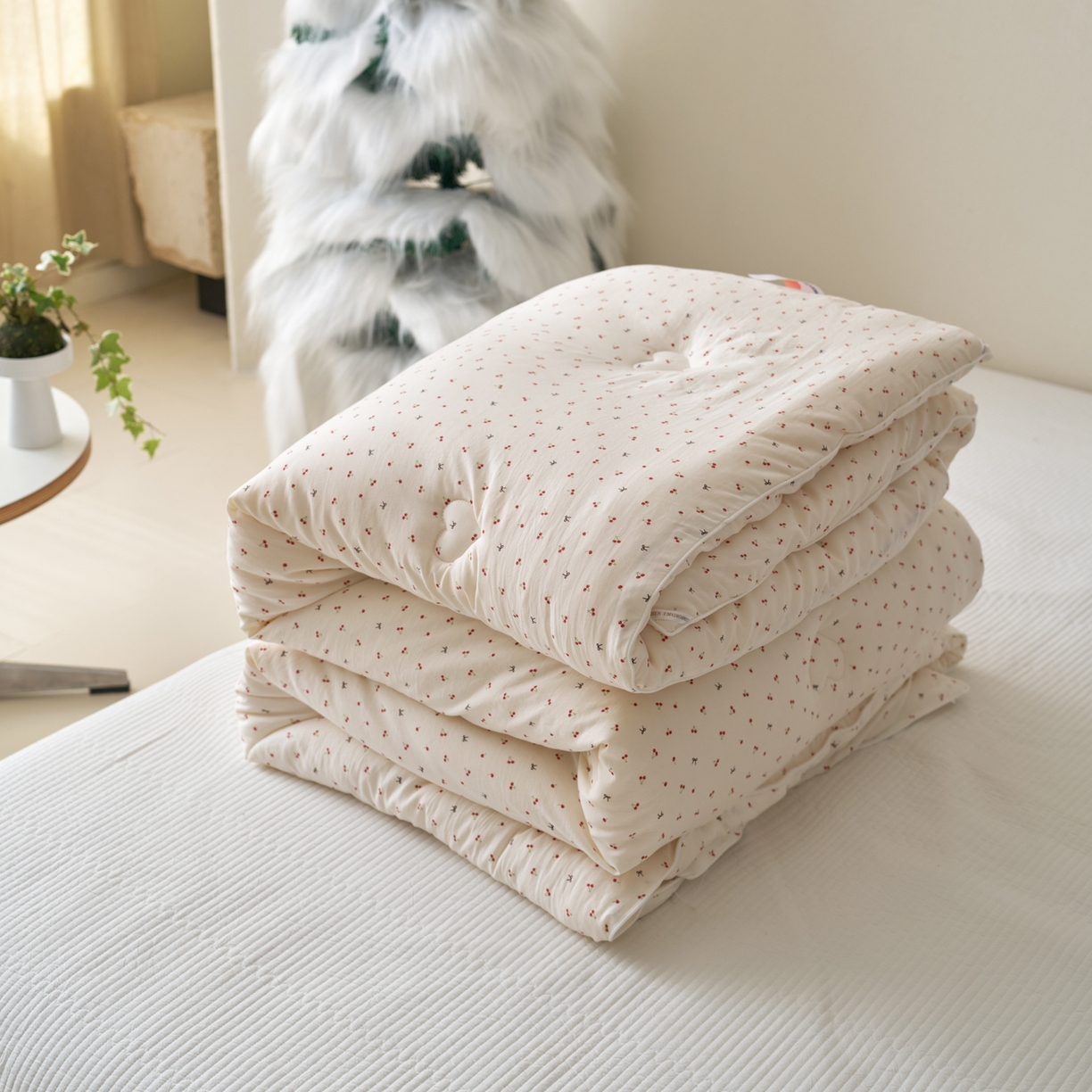 久典家居 2025新款云糯棉印花大豆被被子被芯 樱桃