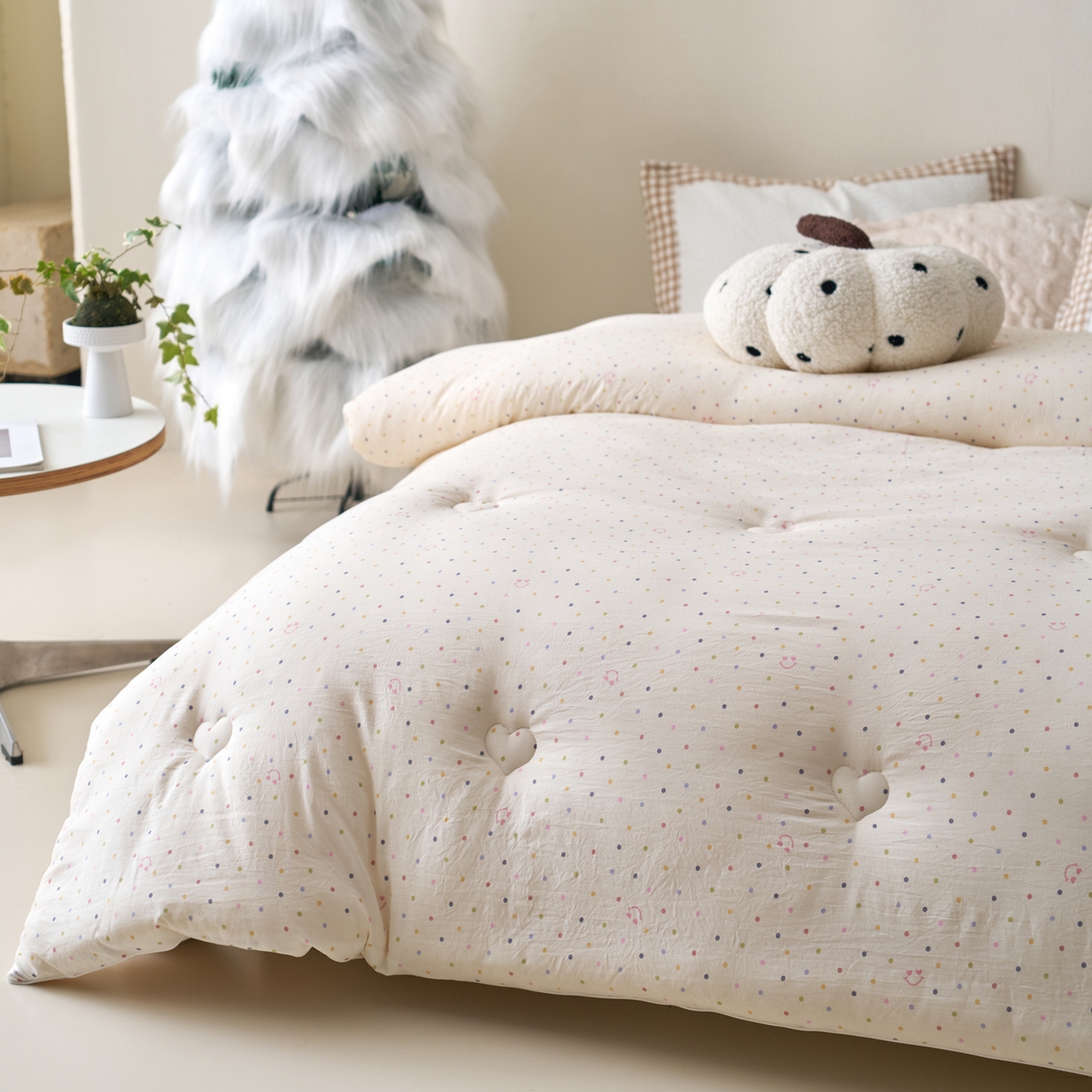 91家纺网 家纺一手货源 找家纺 久典家居 2025新款云糯棉印花大豆被被子被芯 笑脸