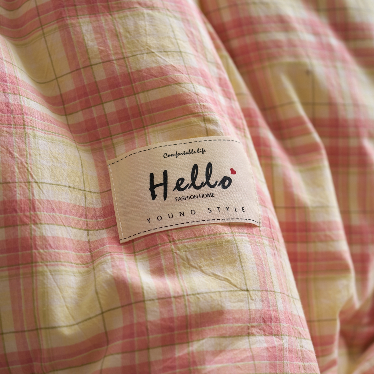 91家纺网 家纺一手货源 找家纺 久典家居 2025新款全棉色织水洗棉大豆被 被子被芯 芭蕾粉