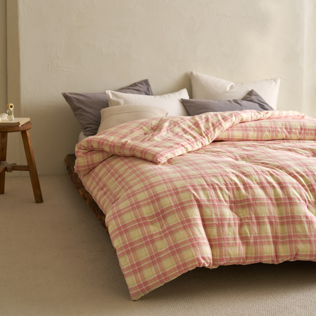 91家纺网 家纺一手货源 找家纺 久典家居 2025新款全棉色织水洗棉大豆被 被子被芯 芭蕾粉