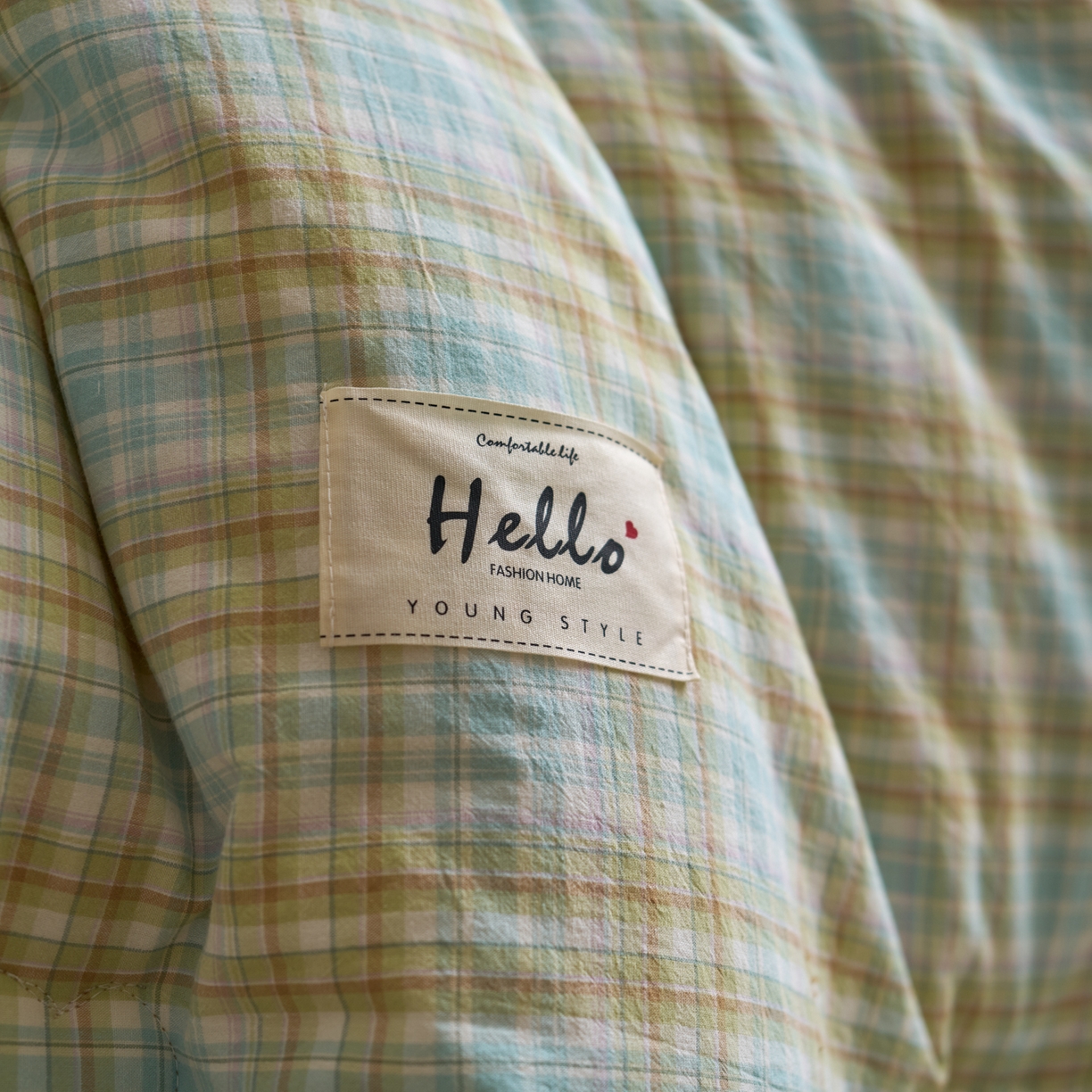 91家纺网 家纺一手货源 找家纺 久典家居 2025新款全棉色织水洗棉大豆被 被子被芯 多芙绿