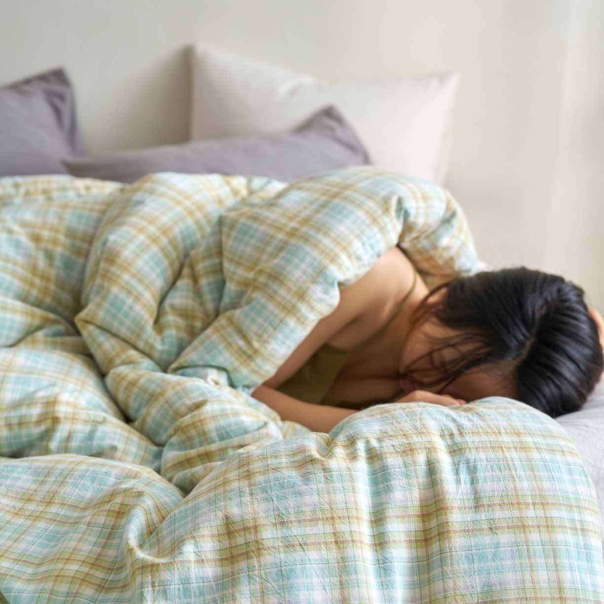 91家纺网 家纺一手货源 找家纺 久典家居 2025新款全棉色织水洗棉大豆被 被子被芯 多芙绿