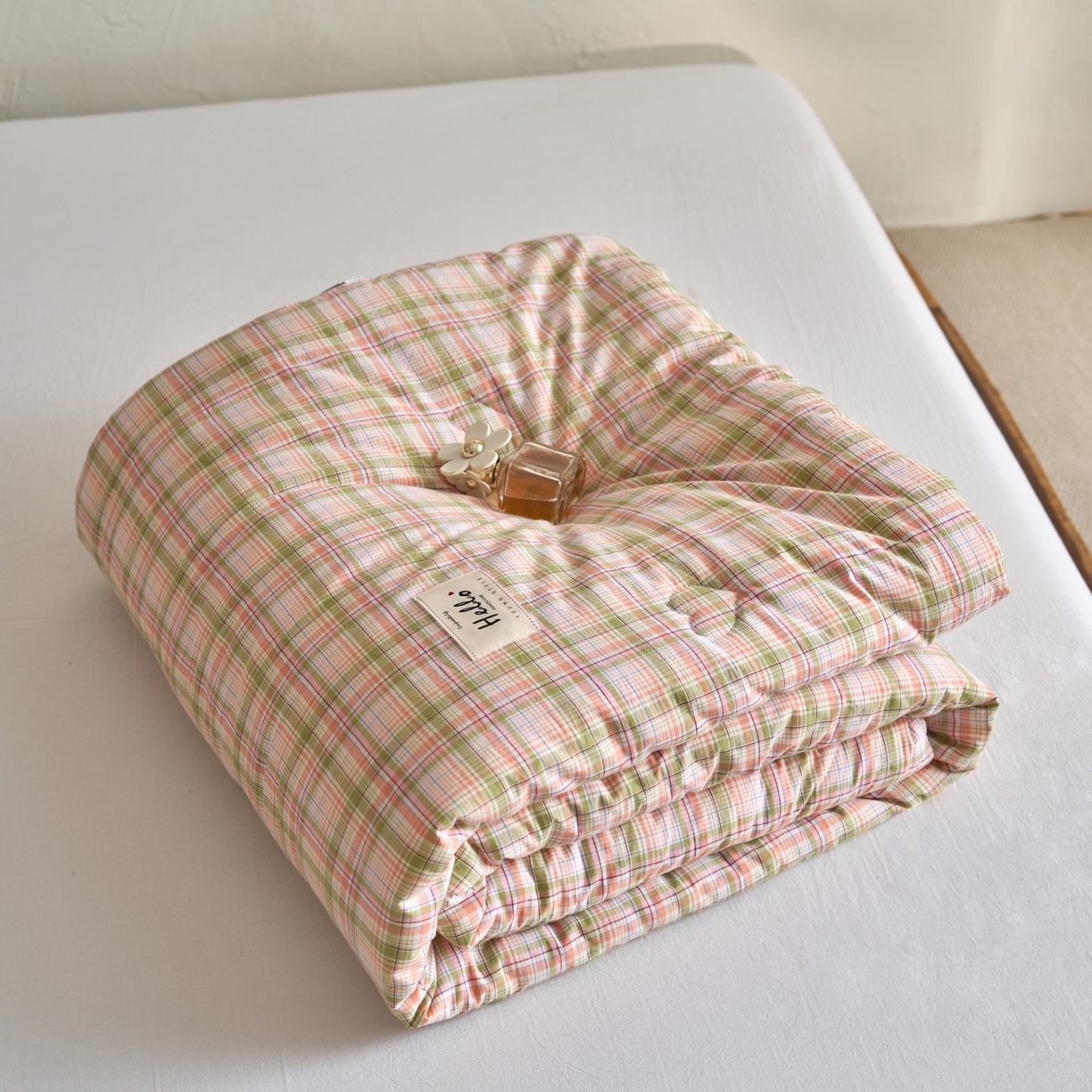 91家纺网 家纺一手货源 找家纺 久典家居 2025新款全棉色织水洗棉大豆被 被子被芯 乔安绿