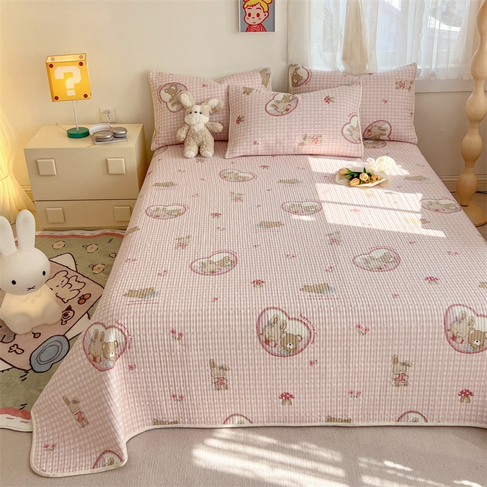 91家纺网 家纺一手货源 找家纺 （总）妮可 2025新款热款花型印花全棉夹棉多功能床垫-床盖