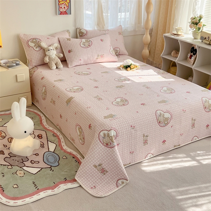 91家纺网 家纺一手货源 找家纺 （总）妮可 2025新款热款花型印花全棉夹棉多功能床垫-床盖