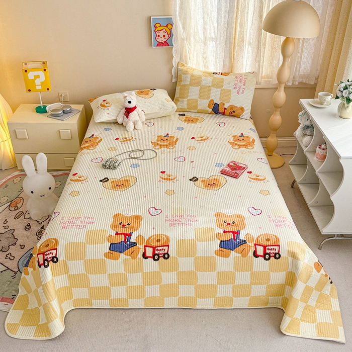 91家纺网 家纺一手货源 找家纺 （总）妮可 2025新款热款花型印花全棉夹棉多功能床垫-床盖