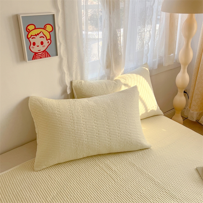 91家纺网 家纺一手货源 找家纺 妮可 2025新款热款花型印花全棉夹棉多功能床垫-床盖 奶白色