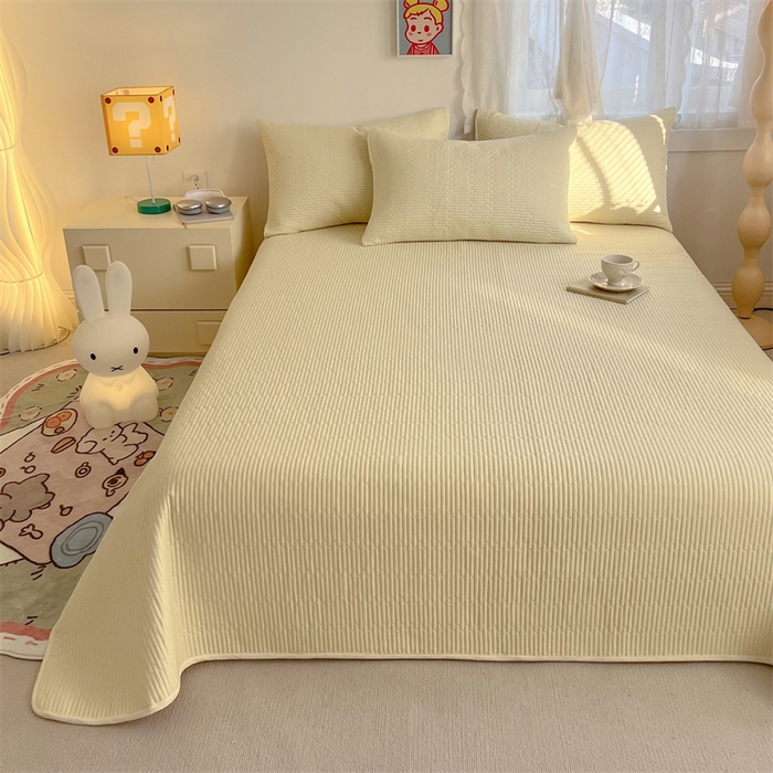 91家纺网 家纺一手货源 找家纺 妮可 2025新款热款花型印花全棉夹棉多功能床垫-床盖 奶白色