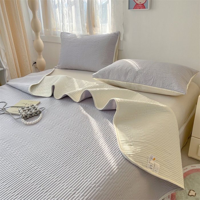 妮可 2025新款热款花型印花全棉夹棉多功能床垫-床盖 绅士灰