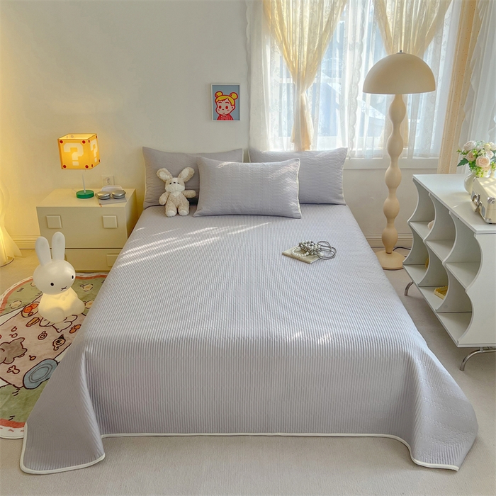 91家纺网 家纺一手货源 找家纺 妮可 2025新款热款花型印花全棉夹棉多功能床垫-床盖 绅士灰