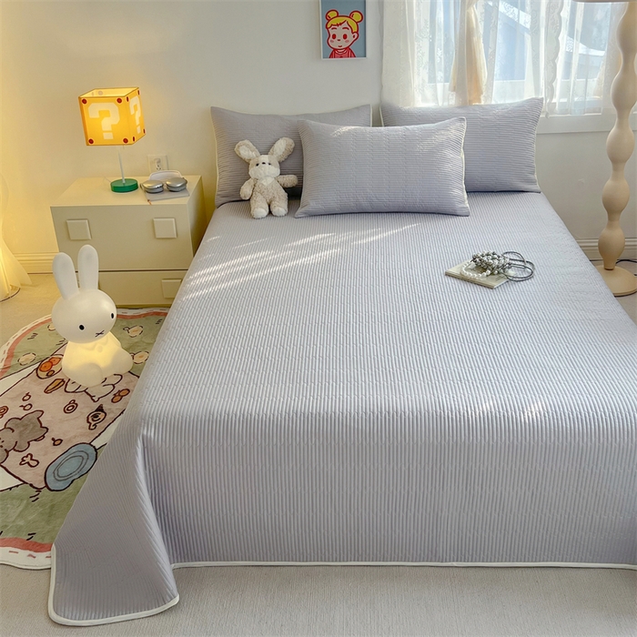 91家纺网 家纺一手货源 找家纺 妮可 2025新款热款花型印花全棉夹棉多功能床垫-床盖 绅士灰