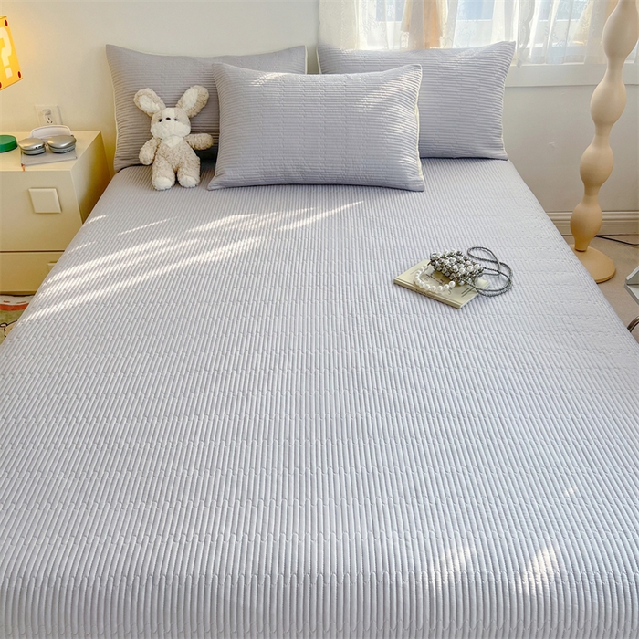 91家纺网 家纺一手货源 找家纺 妮可 2025新款热款花型印花全棉夹棉多功能床垫-床盖 绅士灰