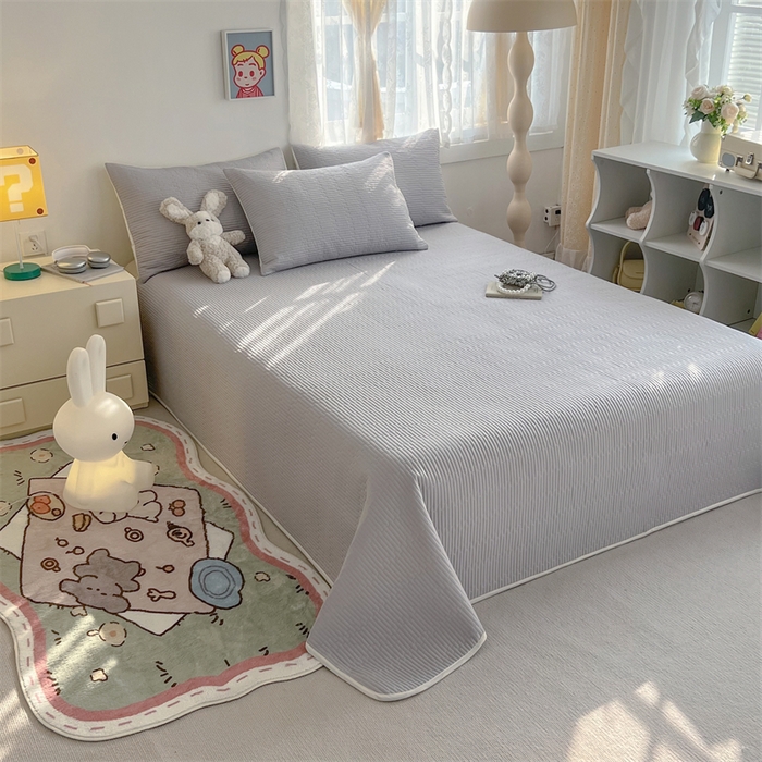 91家纺网 家纺一手货源 找家纺 妮可 2025新款热款花型印花全棉夹棉多功能床垫-床盖 绅士灰