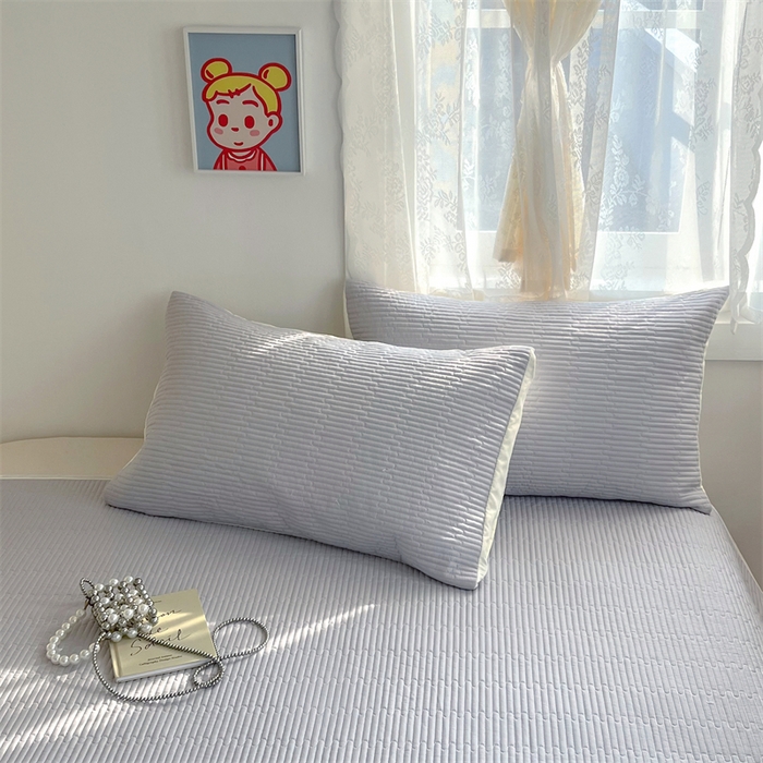 91家纺网 家纺一手货源 找家纺 妮可 2025新款热款花型印花全棉夹棉多功能床垫-床盖 绅士灰