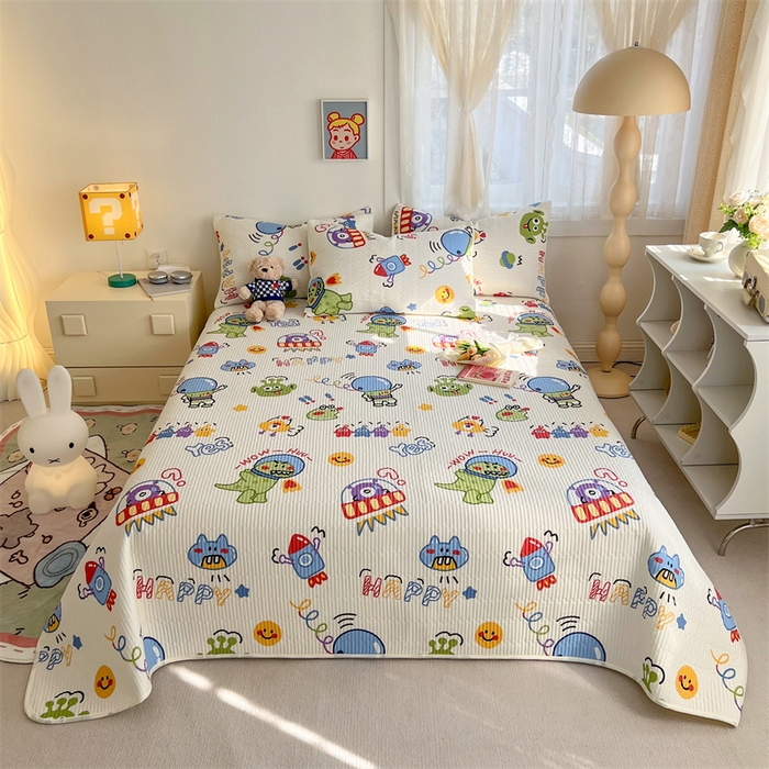 91家纺网 家纺一手货源 找家纺 妮可 2025新款热款花型印花全棉夹棉多功能床垫-床盖 玩具总动员