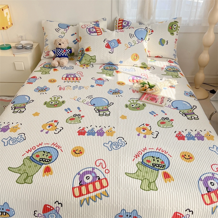 91家纺网 家纺一手货源 找家纺 妮可 2025新款热款花型印花全棉夹棉多功能床垫-床盖 玩具总动员