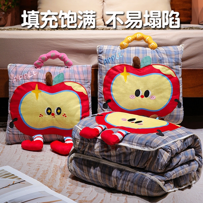 91家纺网 家纺一手货源 找家纺 （总）仟亿莱 2025新款大眼红苹果格子布抱枕被