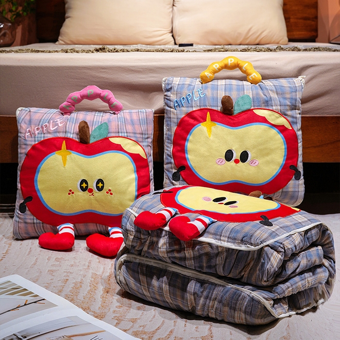 91家纺网 家纺一手货源 找家纺 （总）仟亿莱 2025新款大眼红苹果格子布抱枕被