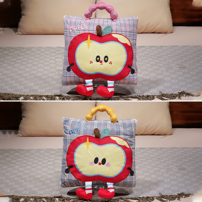 91家纺网 家纺一手货源 找家纺 （总）仟亿莱 2025新款大眼红苹果格子布抱枕被