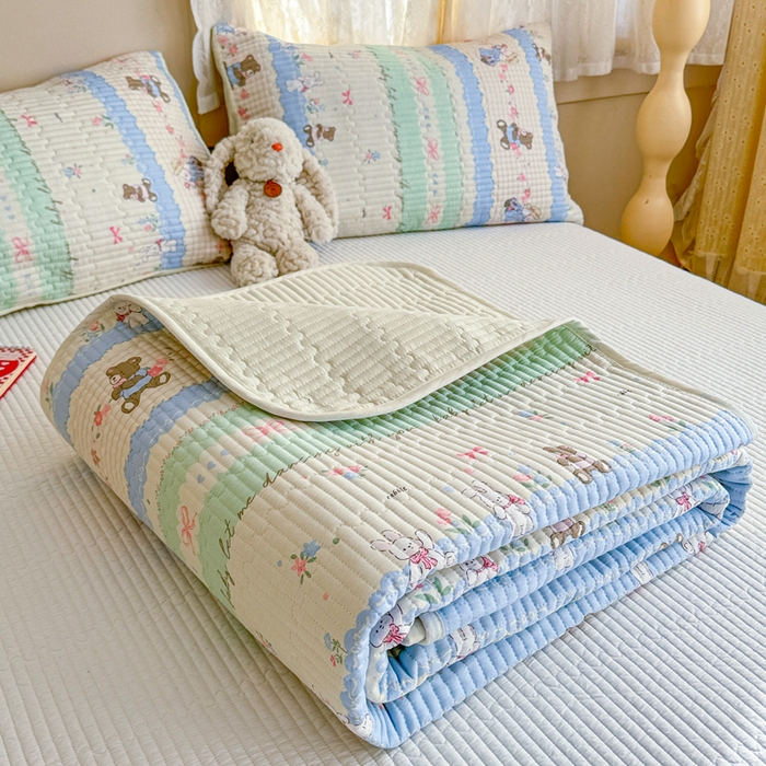 91家纺网 家纺一手货源 找家纺 妮可 2025新款热款花型印花全棉夹棉多功能床垫-床盖 爱丽丝
