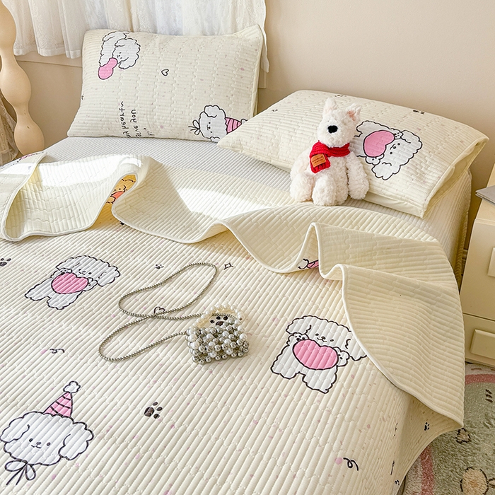 妮可 2025新款热款花型印花全棉夹棉多功能床垫-床盖 爱心小狗