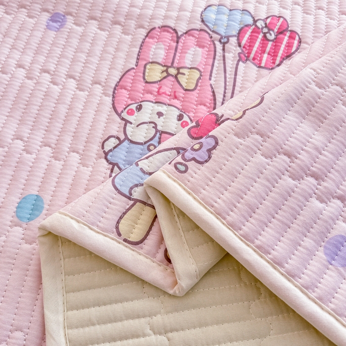 91家纺网 家纺一手货源 找家纺 妮可 2025新款热款花型印花全棉夹棉多功能床垫-床盖 棉花糖