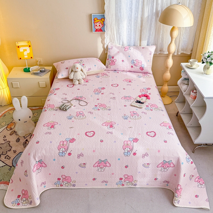 91家纺网 家纺一手货源 找家纺 妮可 2025新款热款花型印花全棉夹棉多功能床垫-床盖 棉花糖