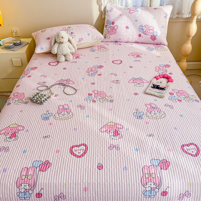 91家纺网 家纺一手货源 找家纺 妮可 2025新款热款花型印花全棉夹棉多功能床垫-床盖 棉花糖