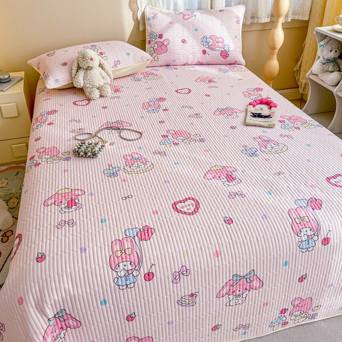 91家纺网 家纺一手货源 找家纺 妮可 2025新款热款花型印花全棉夹棉多功能床垫-床盖 棉花糖